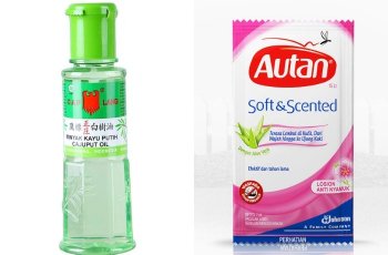 Minyak kayu putih dan autan. (kolase)