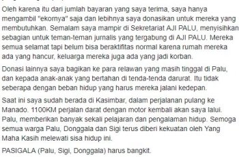Penuturan Ronny Buol. (Facebook/Ronny Buol)