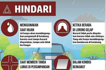 Penggunaan lampu Hazard. (Facebook/RTMC Polda Jabar)