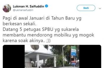 Cuitan Menteri Agama tentang mobilnya yang mogok di awal tahun 2019. (Twitter/@lukmansaifuddin)