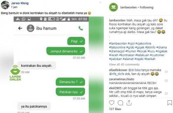 Pelanggan ojol kirimkan alamat unik. (Instagram/@lambeonlen)