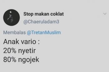 Rutinitas pengendara motor berdasar jenis tunggangan. (Twitter)