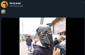 Masker kocak pemotor. (Twitter)