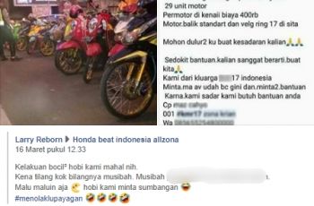 Viral pemotor ditilang berjamaah. (Facebook/Larry Reborn)