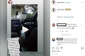 Driver Taksi online bagi-bagi masker gratis buat penumpang (Instagram-gojek24jam)