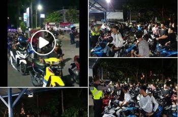 Pemotor diciduk polisi. (Facebook/Emji Rahim)