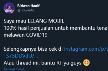 Ridwan Hanif melelang mobilnya untuk disumbangkan ke tenaga medis. (Twitter)