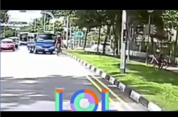 Viral pesepeda nekat tanah laju truk. (Instagram)