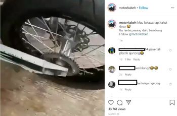 Rantai motornya sengaja tak dipasang memang (Instagram-motorkabeh)