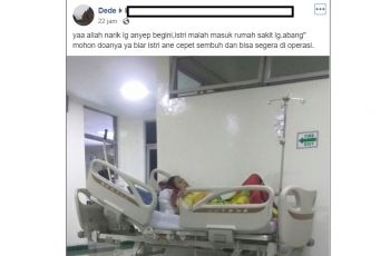 Ojol bingung harus mencari duit buat bayar perawatan istrinya dimana lagi (Facebook-KUMI Indonesia)